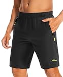 Peakwell Men's Running Shorts Quick Dry Sport Lightweight Hiking Gym Shorts Breathable with Drawstring, Black, 36