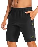 Peakwell Men's Running Shorts Quick Dry Sport Workout Gym Shorts, Black, 36