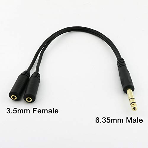 Cable de audio jack 6.35mm macho a doble 3.5mm hembra 30cm miniatura 2