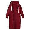 Zipped Hoodies for Women UK Hoode Sweatshirt with Pockets Women Fall And Winter Long Hooded Sweatshirt Jacket Solid Color Long Sleeve Raglan Sleeves Hoodie Casual Fashion Jacket Casual Hoodie Wine #1