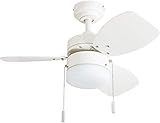 Honeywell Ceiling Fans 50600-01 Ocean Breeze Contemporary, 30” LED Frosted Light, Light Oak/Satin Nickel Finish Blades, White