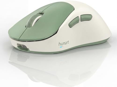 hunart H6 49g Wireless Mouse, Bluetooth & 2.4GHz, Rechargeable, Green