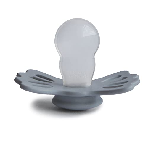 Image of FRIGG Lucky Symmetrical SilkySoft Silicone Baby Pacifier | Made in Denmark | BPA-Free (Great Gray /Silver Gray, 6-18 Months)
