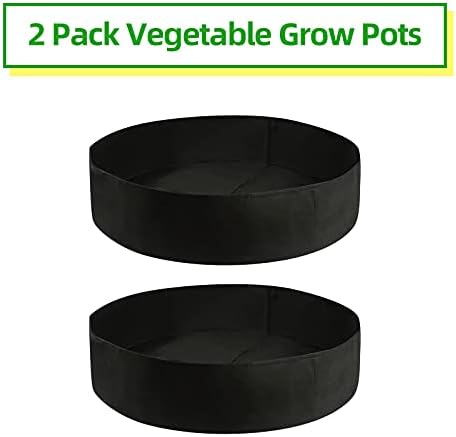 2 Pack Vegetable Grow Pots, 100 Gallon Extra Large Raised Bed Bag Round Planter Garden Grow Bags, Felt Fabric Breathable Planting Container Grow Bag Planter Pot for Plants, Flower, Vegetables