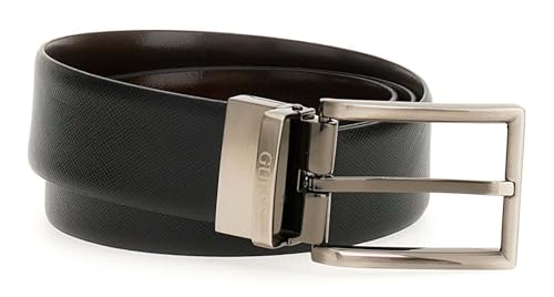 Ceinture en cuir GUESS W115 réversible noir et marron foncé ajustable