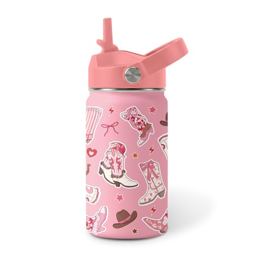 Image of Boot Water Bottle for Daughter, Stainless Steel Insulated Tumbler with Straw Lid and Handle, 12oz Reusable Leak-Proof Bottle for Sports