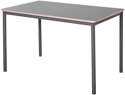 HOMCOM 120cm Minimalistic Dining Table w/Steel Frame Foot Pads Simple Rectangle Style Home Dining Working Display Grey