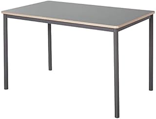 HOMCOM 120cm Minimalistic Dining Table w/Steel Frame Foot Pads Simple Rectangle Style Home Dining Working Display Grey
