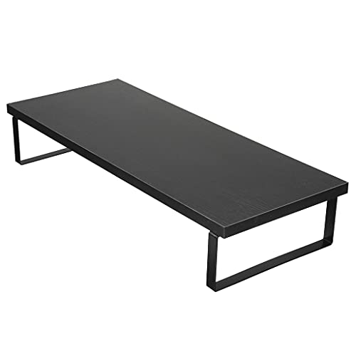 Support de moniteur TV et rehausseur d'ordinateur en bois noir pour bureau