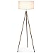 Produktbild Albrillo Klassik Stehleuchte - Moderne Stativ Stehlampe mit Holzmaserung und Weiß Lampenschirm, 156 cm Höhe E27 Standleuchte, Perfekt dekorative Lampe für Wohnzimmer, Schlafzimmer, Büro, Weiß