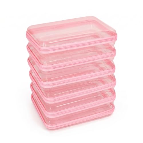 Image of CoiiJoii 3PCS Large Clear Hard Shell Zippered Case, Diaper Bag Organizing Pouches, Waterproof Cosmetic Bag, Kid's Toy Storage Organizer Bins, Pencil Case.