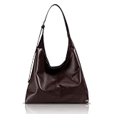 Homirty Borsa Hobo, Slouchy Tote Bag in Pelle PU, Borsa a Spalla Donna in Morbida Pelle, Borse Larga da Donna Università, Borse Tote Casual, Handtasche Groß per Lavoro e Tutti i Giorni (Marrone Scuro)