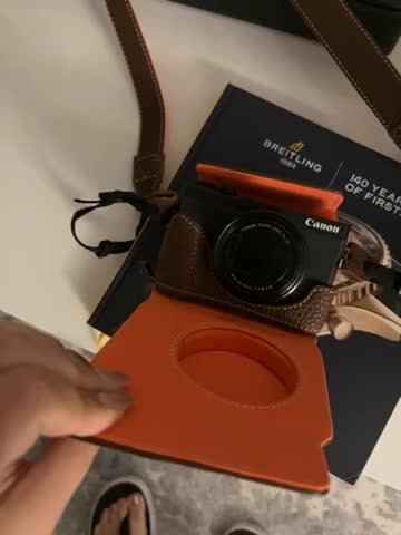 Étui Cuir Vintage Rieibi Pour Canon Powershot G7X Mark II/III - Protection Demi-coque, Sangle Incluse, Marron