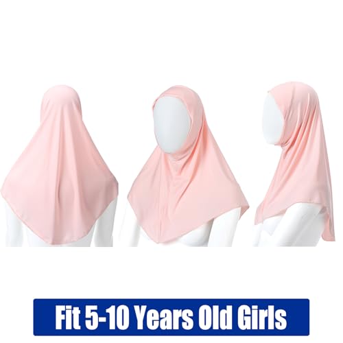 Cozypower 4 Pcs Hijab Muslim for Girls Kids Head Scarf Shawls Neck Wrap Kids Headscarf Turban Ready to Wear Easy Instant(Classic Color)