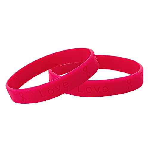25 Pack Burgundy Ribbon Silicone Bracelets/Wristbands – Burgundy Bracelets for Myleoma Awareness, Sickle Cell Anemia, Meningitis Awareness, Hospice Awareness & More