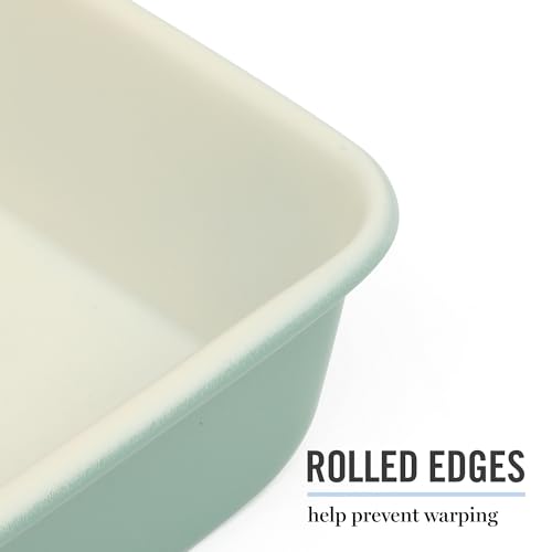 Martha Stewart Gallen 13 x 9 Inch Rectangular Nonstick Carbon Steel Cake and Baking Pan – Teal, Durable Bakeware for Even Cooking and Easy Release