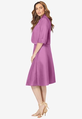 Roaman's Women's Plus Size Petite Plus Size Elbow Sleeve Fit-and-Flare Dress with Bolero Jacket – 2-Piece Suit3