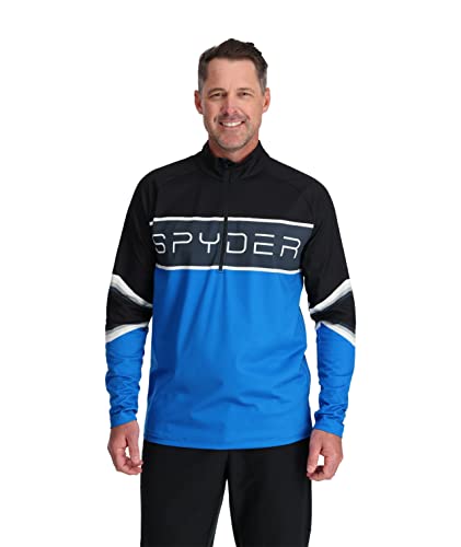 Spyder Cuello En T De Primera Calidad Camisa, Azul Medio, S Para Hombre Spyder Cuello En T De Primera Calidad Camisa, Azul Medio, S Para Hombre