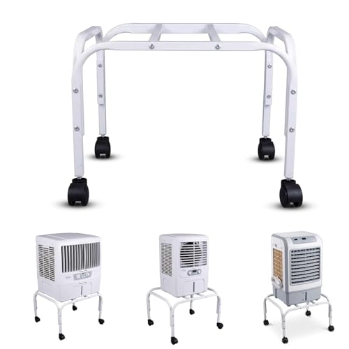Image of Mumma's LIFE Heavy-Duty Cooler Stand with Wheels | Metal Trolley for Home & Outdoor | Rust-Resistant Black Finish | 360 Rotating Wheels | 100kg Load Capacity | Cooler Movable Stand (PureWhite)
