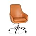 Produktbild hjh OFFICE 600981 Lounge Sessel BARENO Echt Leder Orange hochwertiger Drehsessel bequem gepolstert