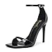 GENSHUO High Heeled Sandals for Women One Strap Heels with Square Open Toe 4 inch Stiletto Ankle Strap Shoes Elegant Sexy Dress Wedding Party Black Patent Size 9