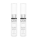 nyx professional makeup lucidalabbra trasparente, non appiccicoso, pride butter gloss, confezione da 2