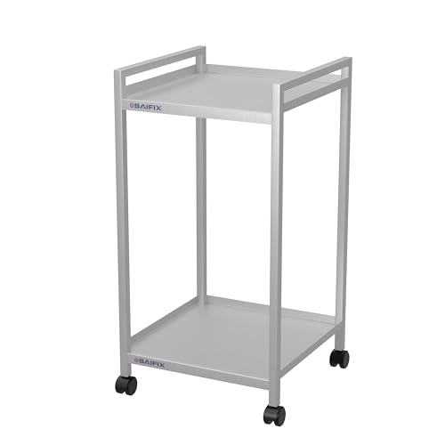 SAIFIX Stainless Steel 2 Shelf Medical Instrument Trolley (40 L × 40 W × 76 H CM's)