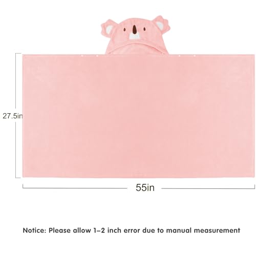 Serviette de bain à capuche bébé en bambou ultra douce cape rose koala - 2