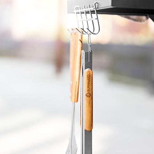 Barbecuetang 45cm, Roestvrij staal, Handvat gemaakt van acaciahout, Met ophangoog - Image 8