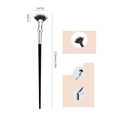 Mekupeu 3pcs Folding Angle Scalloped Lash Brush,120° Mascara Fan-shaped Brush for Lashes,Eyelash Comb Separator Makeup Brushes Tool