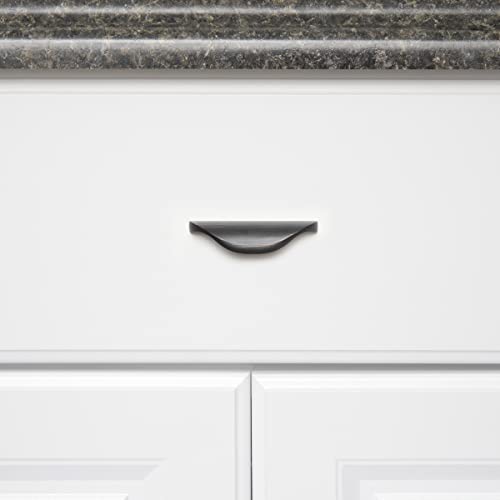 Image of South Main Hardware Modern Finger Cabinet Drawer Pull Handle, 3.07 inch Length (1.26 inch Hole Center), Oil Rubbed Bronze Finish, Mounting Hardware Included, 10-Pack