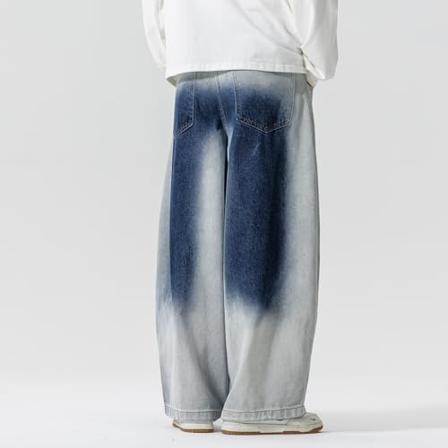 GURUNVANI Men's Gradient Washed Baggy Jeans Distressed Wide Leg Streetwear Denim Pants2