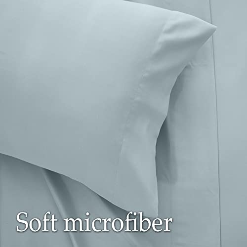Lalaloom Queen Bed Sheet Set, Soft Microfiber Hotel Luxury Bedding, Extra Deep Pocket, 4 Piece Sheets And Pillowcase Sets, Breathable Wrinkle, Fade Resistant, Easy Care Machine Washable Linen Sea Blue #TOP1