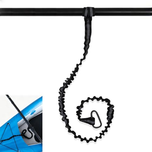 QEQSHQO Leash Pagaia Kayak SUP, Nero 1 Pezzo 100cm, Corda di Sicurezza Anti-Perdita Elastica per Canoa Paddle Board, Accessorio Essenziale
