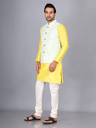 Image of Sadree Silk Men's Kurta Pajama Waistcoat or Nehru Jacket Set