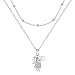 Produktbild J.MUEN Schutzengel Kette Damen 925 Sterling Silber Schutzengel Halskette mit Geschichtete Kette, Damen alles Gute zum Geburtstag Geschenkideen,Schmuck Für Frauen Und Mädchen