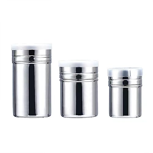 3PCS S/M/L Stainless Steel Flour Powder Sugar Shaker with Lid Mesh Shaker Icing Sugar Powder Cocoa Flour Chocolate Coffee Sifter Cooking Tool Accessories