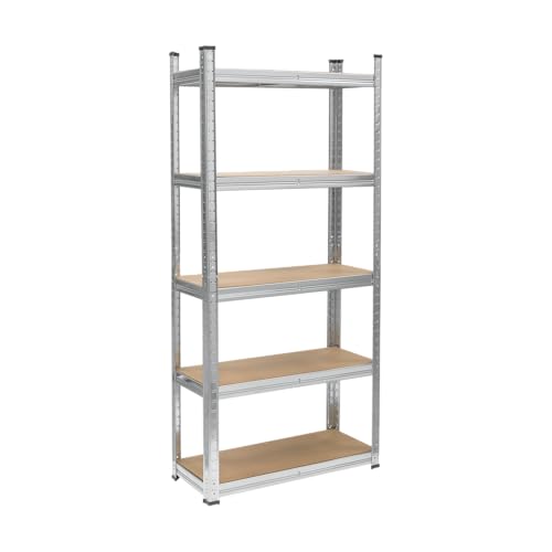 Rebel Electro Metallregal Magazin 5 Böden Garageregal 150x70x30 Silber RB-1255