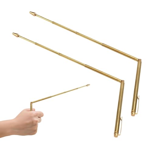Copper Dowsing Rods 2 Pack for Water Divining Spiritual Use and Ghost Hunting - Metal Detector Equipment With Adjustable Handles (Gold)