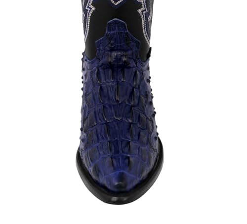 Texas Legacy Mens Blue Western Wear Cowboy Boots Crocodile & Ostrich Print J Toe4