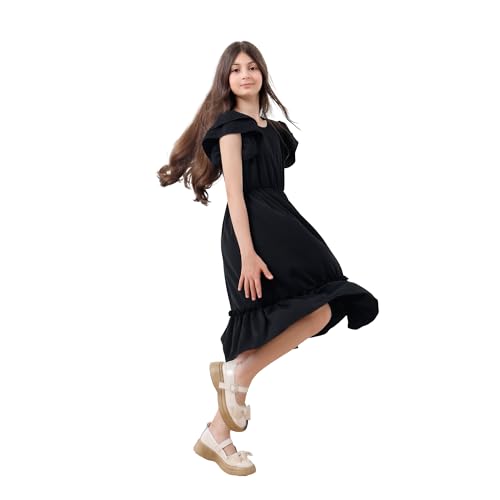 Teen Girls Dresses - Kids Double Layer Ruffle Sleeve Dress & Girls Boho Sleeveless Summer Midi Dress for 6-14 Years3