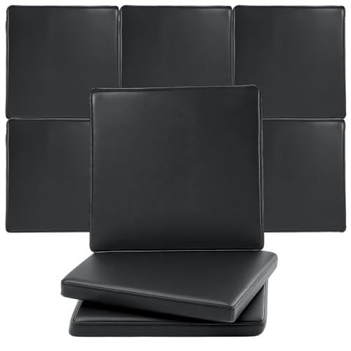 Hahafelt 6 Pack Golf Wall Padding, Golf Simulator Enclosure Safety Padding Memory Foam with PU Leather Surface for Soundproof Impact Protection (Black,20 x 20 x 2 Inches)
