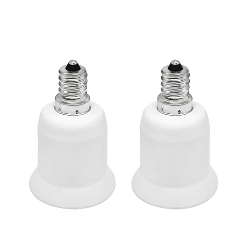 2 Pack E12 to E26 Adapters ATREFUU E12 Candelabra Base to E26 Medium Base Light Bulb Socket Adapter for Ceiling Fans Chandeliers 2pcs