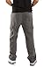 VIBES Men's Fleece Cargo Sweatpants Relax Fit Bungee Cord Open Bottom Size L Charcoal