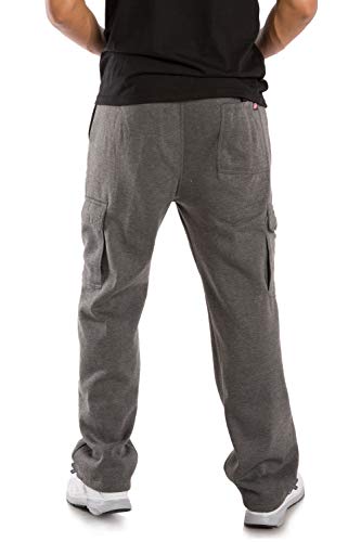VIBES Men's Pro-Active Performance Fleece Cargo Sweatpants Relaxed Fit Bungee Cord Open Bottom2