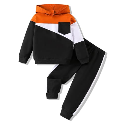 Image of 2-6T Toddler Baby Boy Clothes Color Blocking Hoodies + Pants Fall Winter Outfits