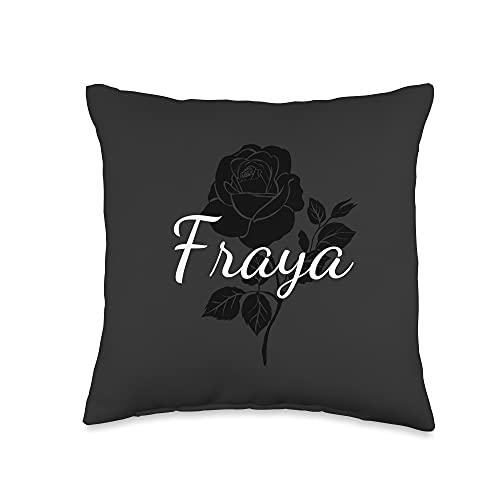 Fraya - Custom Black Rose Gray Floral Personalized Throw Pillow