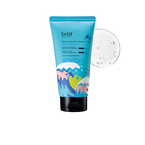 Image of Belif Aqua Bomb Jelly Cleanser 160ML | Hydrating & Gentle Face Wash | Korean Skincare | Makeup Remover for All Skin Types | Vegan & Dermatologically Tested