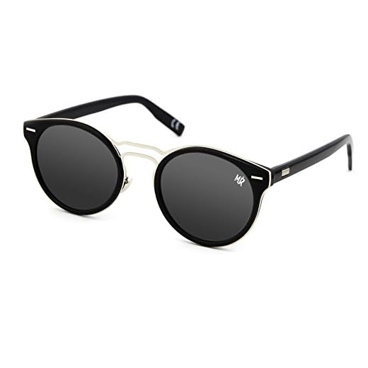 KISS Gafas de sol MyRetro PREMIUM mod. BEL AIR - hombre mujer REDONDO moda vintage GLAMOUR - NEGRO/Negro