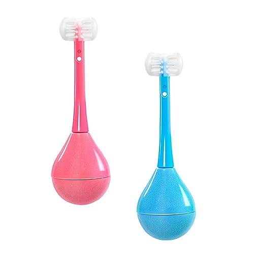 NIYANGLE 2Piezas Cartoon Toothbrush With Unique Cup Design Soft Bristles For Cleaning